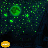 1049Pcs Glow in The Dark Wall Stickers Luminous Moon Stars Kids Wall Stickers Home Decor