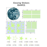 1049Pcs Glow in The Dark Wall Stickers Luminous Moon Stars Kids Wall Stickers Home Decor