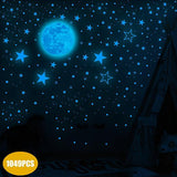 1049Pcs Glow in The Dark Wall Stickers Luminous Moon Stars Kids Wall Stickers Home Decor